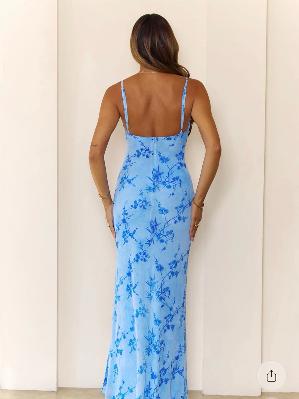 Hello Molly Sky Blue Floral Slip Maxi Dress with Side Slit - Picture 2 of 3